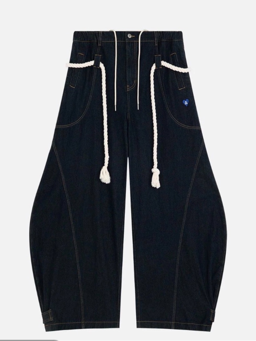 Aelfric Eden Blue Denim Jeans with Gold Hardware